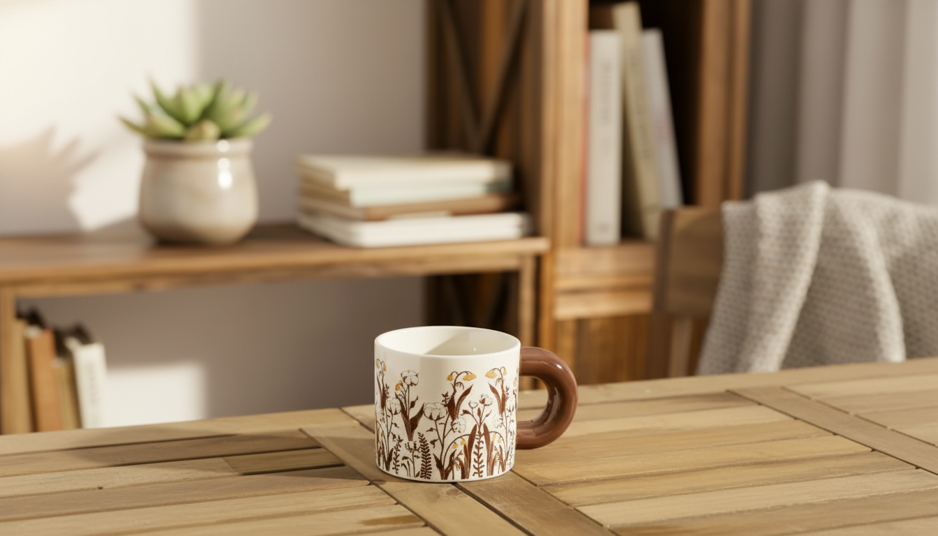 Retro Glazed 12oz Ceramic Mug for Office Coffee